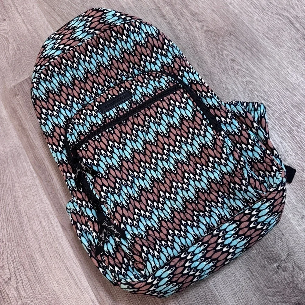 Vera Bradley Campus Backpack Bookbag Sierra Stream Blue Brown